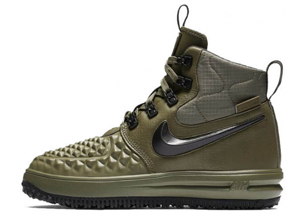 Nike Lunar Force 1 Duckboot Green Black с мехом