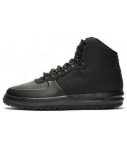 Зимние кроссовки Nike Lunar Force 1 Duckboot All Black With Fur черные