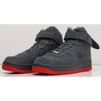 Nike Air Force 1 Mid 07 с мехом Grey Red
