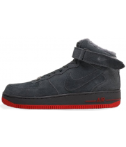 Nike Air Force 1 Mid 07 с мехом Grey Red