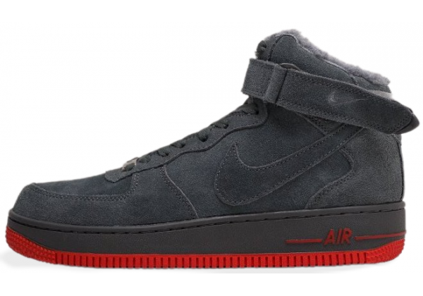 Nike Air Force 1 Mid 07 с мехом Grey Red