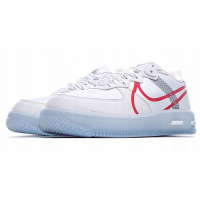 Кроссовки Nike Air Force белые с красным лого