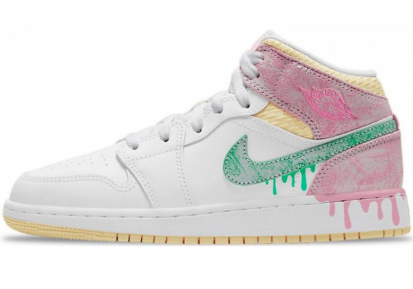 Кроссовки Nike Air Jordan 1 Mid GS Paint Drip