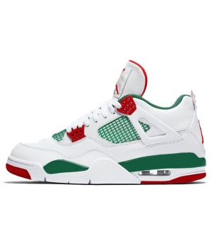 Кроссовки Nike женские Jordan 4 белые с зеленым