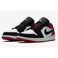 Nike Air Jordan 1 Retro Black Toe Low Black White Red