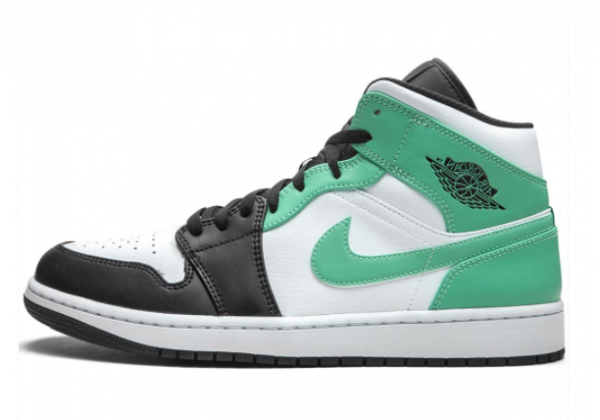 Кроссовки Air Jordan 1 Mid белые с зеленым