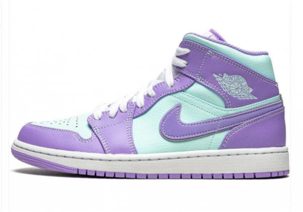 Кроссовки мужские Nike Air Jordan 1 Mid фиолетовые с зеленым