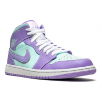 Кроссовки мужские Nike Air Jordan 1 Mid фиолетовые с зеленым